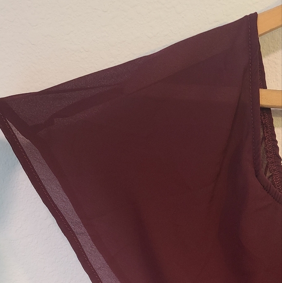 Baltic Born Maroon Long Party Dress Sheer Small - Picture 4 of 4